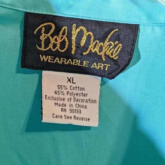 🆕NWOT BOB MACKIE WEARABLE ART GREEN BLOUSE W/EMBROIDERY - XL - Picture 3 of 5